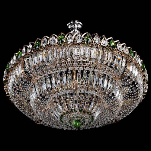 Люстра Двойное кольцо пластинка с подвесом Зеленая в Магнитогорске Гусь Хрустальный