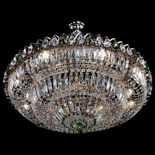 Люстра Двойное кольцо пластинка с подвесом Зеленая в Магнитогорске Гусь Хрустальный