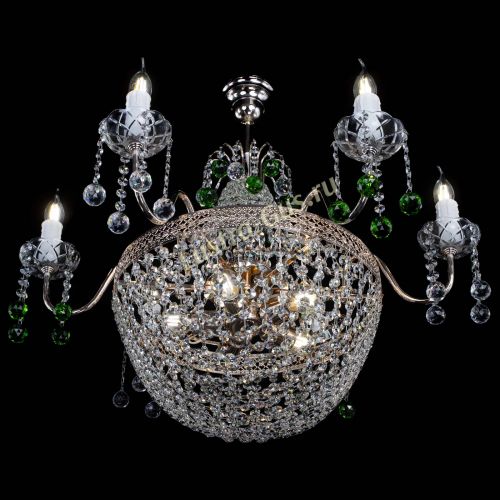 Люстра Елизавета №11 Венеция зеленая в Магнитогорске Гусь Хрустальный