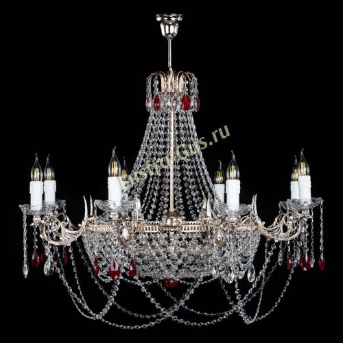 Люстра Елизавета №13 красная в Магнитогорске Гусь Хрустальный
