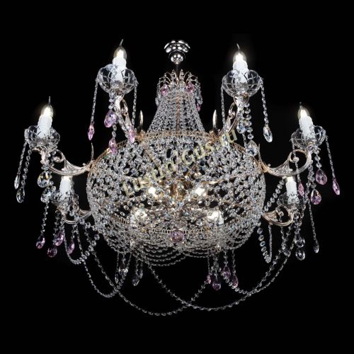 Люстра Елизавета №13 розовая в Магнитогорске Гусь Хрустальный