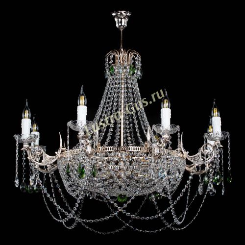 Люстра Елизавета №13 зеленая в Магнитогорске Гусь Хрустальный