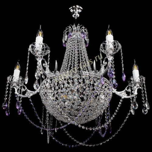 Люстра Елизавета малая №9 фиолетовая в Магнитогорске Гусь Хрустальный