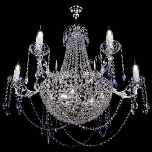 Люстра Елизавета малая №9 фиолетовая в Магнитогорске Гусь Хрустальный