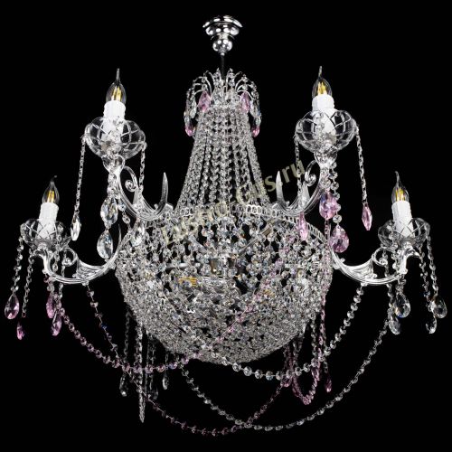 Люстра Елизавета малая №9 розовая в Магнитогорске Гусь Хрустальный