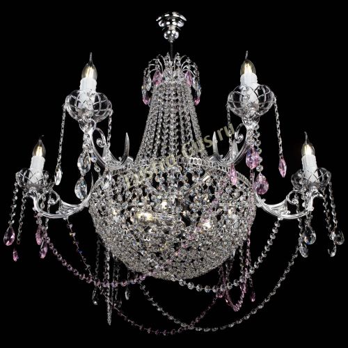 Люстра Елизавета малая №9 розовая в Магнитогорске Гусь Хрустальный