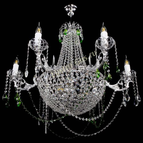 Люстра Елизавета малая №9 зеленая в Магнитогорске Гусь Хрустальный