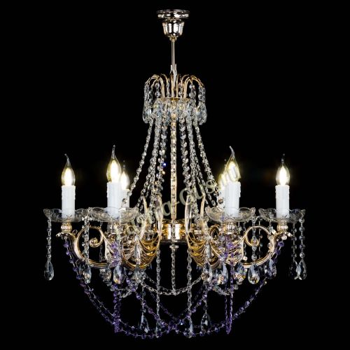 Люстра Елизавета малая Фиолетовая (рожки - металл) в Магнитогорске Гусь Хрустальный