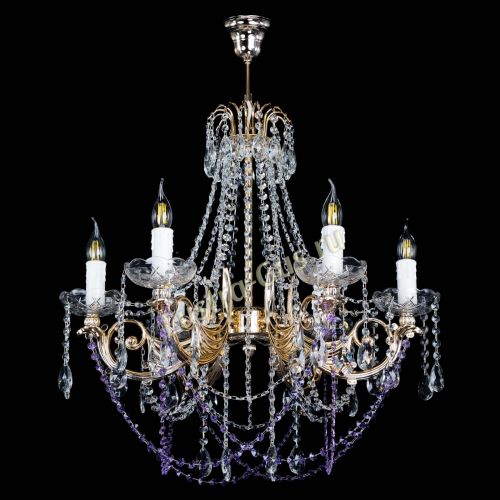 Люстра Елизавета малая Фиолетовая (рожки - металл) в Магнитогорске Гусь Хрустальный