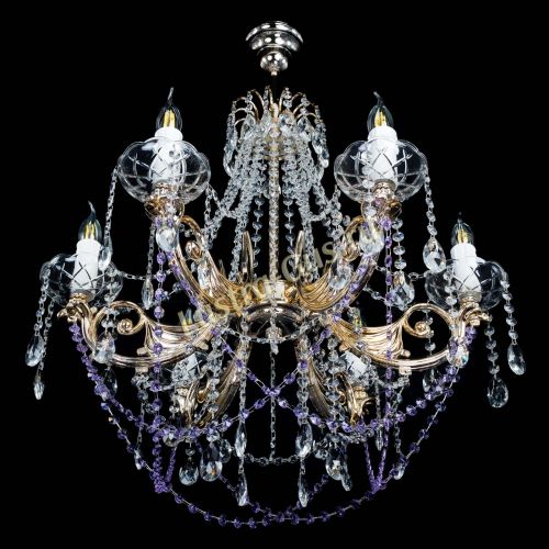 Люстра Елизавета малая Фиолетовая (рожки - металл) в Магнитогорске Гусь Хрустальный