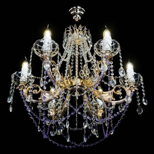 Люстра Елизавета малая Фиолетовая (рожки - металл) в Магнитогорске Гусь Хрустальный