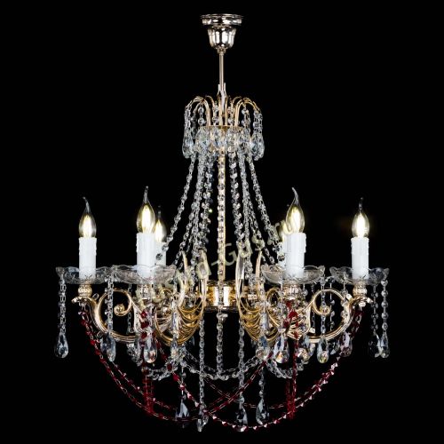 Люстра Елизавета малая Красная (рожки - металл) в Магнитогорске Гусь Хрустальный