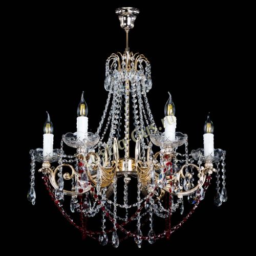 Люстра Елизавета малая Красная (рожки - металл) в Магнитогорске Гусь Хрустальный