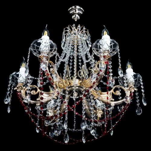 Люстра Елизавета малая Красная (рожки - металл) в Магнитогорске Гусь Хрустальный