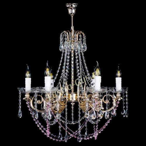 Люстра Елизавета малая Розовая (рожки - металл) в Магнитогорске Гусь Хрустальный