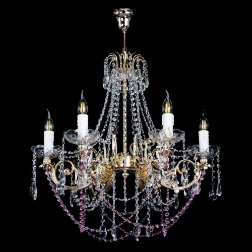 Люстра Елизавета малая Розовая (рожки - металл) в Магнитогорске Гусь Хрустальный