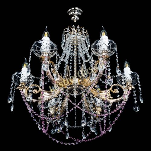 Люстра Елизавета малая Розовая (рожки - металл) в Магнитогорске Гусь Хрустальный