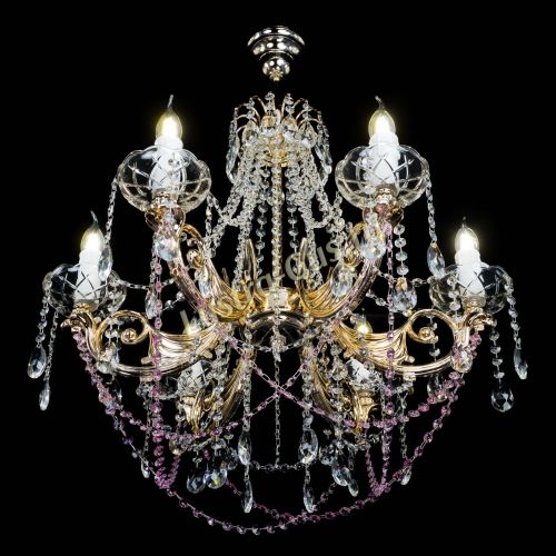 Люстра Елизавета малая Розовая (рожки - металл) в Магнитогорске Гусь Хрустальный