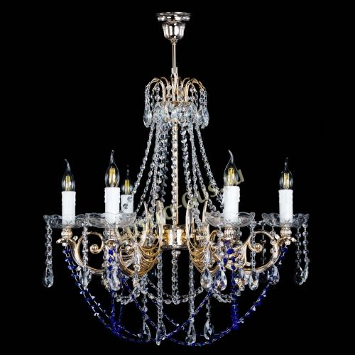 Люстра Елизавета малая Синяя (рожки - металл) в Магнитогорске Гусь Хрустальный