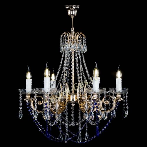 Люстра Елизавета малая Синяя (рожки - металл) в Магнитогорске Гусь Хрустальный