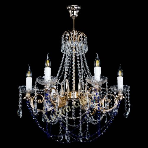 Люстра Елизавета малая Синяя (рожки - металл) в Магнитогорске Гусь Хрустальный