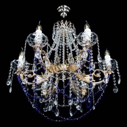 Люстра Елизавета малая Синяя (рожки - металл) в Магнитогорске Гусь Хрустальный