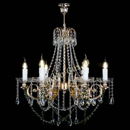 Люстра Елизавета малая Зеленая (рожки - металл) в Магнитогорске Гусь Хрустальный