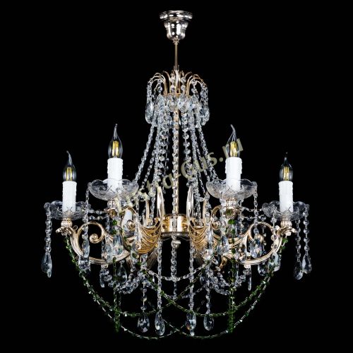 Люстра Елизавета малая Зеленая (рожки - металл) в Магнитогорске Гусь Хрустальный