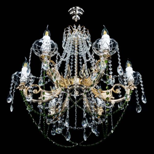 Люстра Елизавета малая Зеленая (рожки - металл) в Магнитогорске Гусь Хрустальный