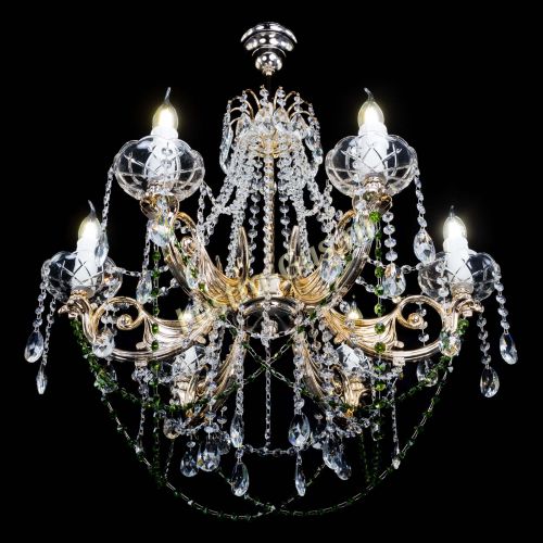 Люстра Елизавета малая Зеленая (рожки - металл) в Магнитогорске Гусь Хрустальный