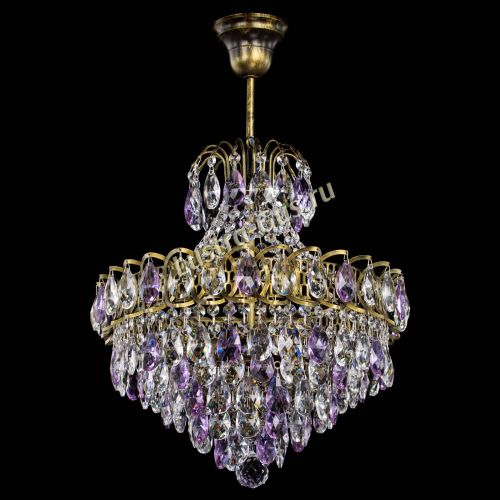 Люстра Грация с подвесом под бронзу Фиолетовая в Магнитогорске Гусь Хрустальный