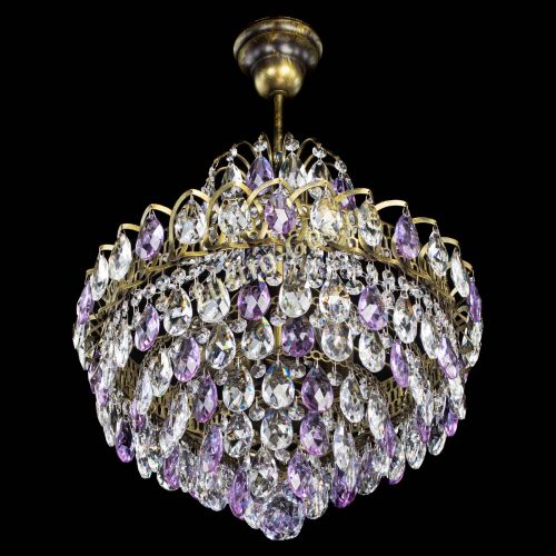 Люстра Грация с подвесом под бронзу Фиолетовая в Магнитогорске Гусь Хрустальный