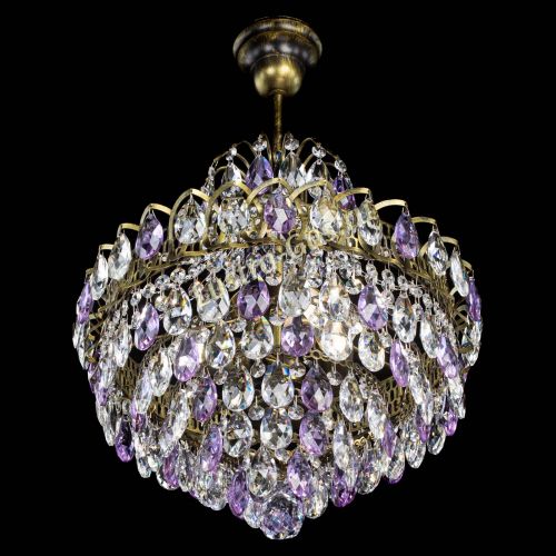 Люстра Грация с подвесом под бронзу Фиолетовая в Магнитогорске Гусь Хрустальный