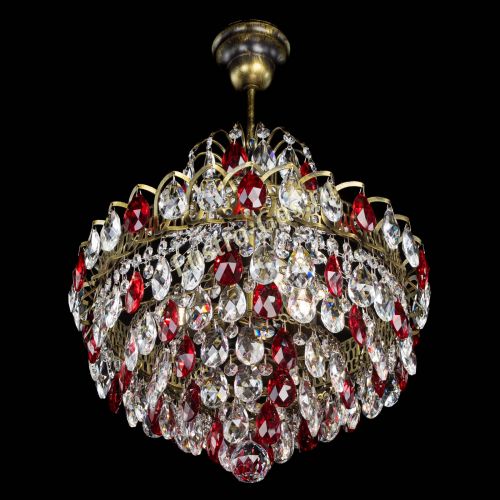 Люстра Грация с подвесом под бронзу Красная в Магнитогорске Гусь Хрустальный