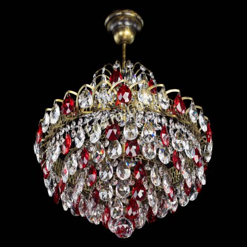 Люстра Грация с подвесом под бронзу Красная в Магнитогорске Гусь Хрустальный