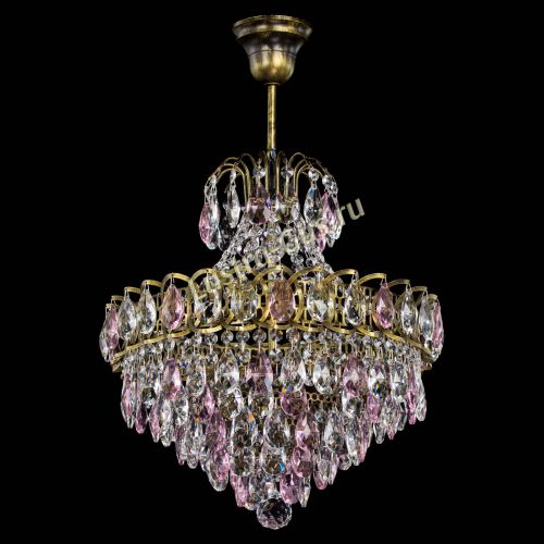 Люстра Грация с подвесом под бронзу Розовая в Магнитогорске Гусь Хрустальный