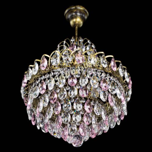 Люстра Грация с подвесом под бронзу Розовая в Магнитогорске Гусь Хрустальный