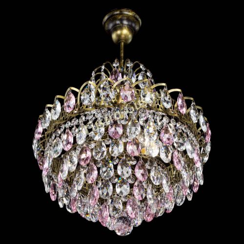 Люстра Грация с подвесом под бронзу Розовая в Магнитогорске Гусь Хрустальный