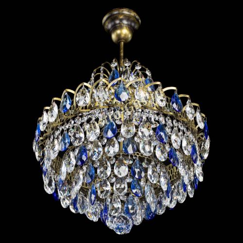 Люстра Грация с подвесом под бронзу Синяя в Магнитогорске Гусь Хрустальный