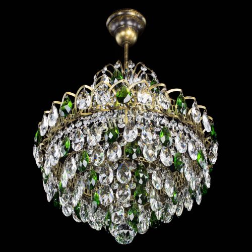 Люстра Грация с подвесом под бронзу Зеленая в Магнитогорске Гусь Хрустальный