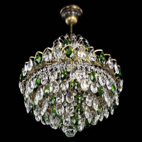 Люстра Грация с подвесом под бронзу Зеленая в Магнитогорске Гусь Хрустальный