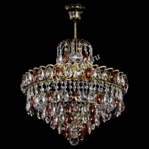 Люстра Грация №5 с подвесом под бронзу Чайная в Магнитогорске Гусь Хрустальный