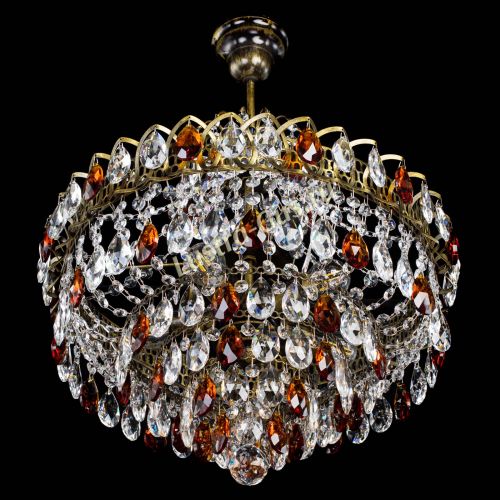 Люстра Грация №5 с подвесом под бронзу Чайная в Магнитогорске Гусь Хрустальный