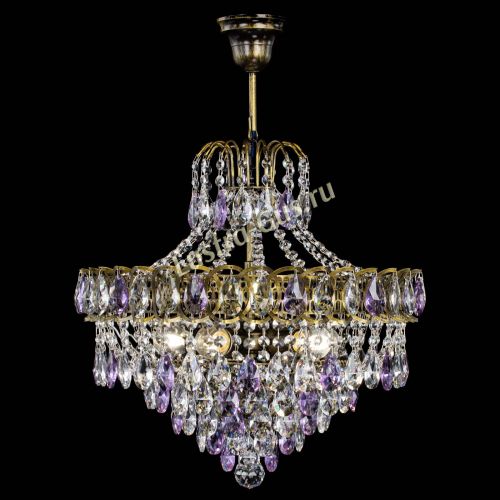 Люстра Грация №5 с подвесом под бронзу Фиолетовая в Магнитогорске Гусь Хрустальный