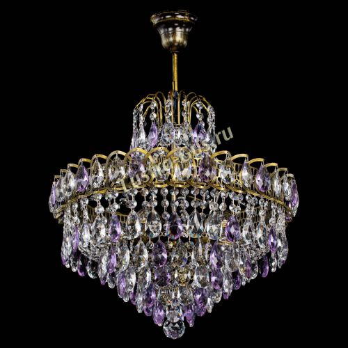 Люстра Грация №5 с подвесом под бронзу Фиолетовая в Магнитогорске Гусь Хрустальный