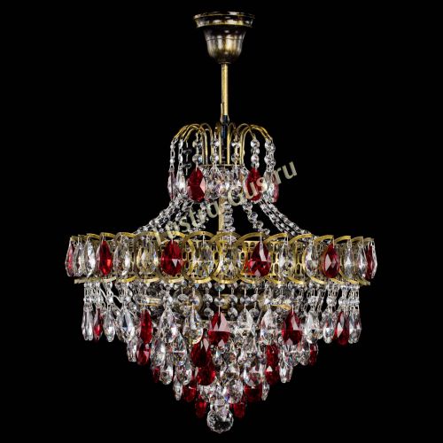 Люстра Грация №5 с подвесом под бронзу Красная в Магнитогорске Гусь Хрустальный