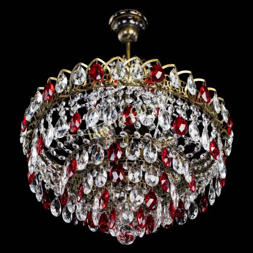 Люстра Грация №5 с подвесом под бронзу Красная в Магнитогорске Гусь Хрустальный