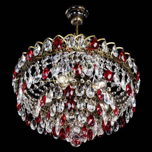 Люстра Грация №5 с подвесом под бронзу Красная в Магнитогорске Гусь Хрустальный