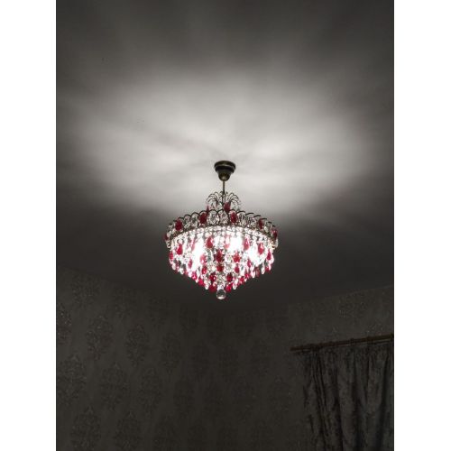 Люстра Грация №5 с подвесом под бронзу Красная в Магнитогорске Гусь Хрустальный