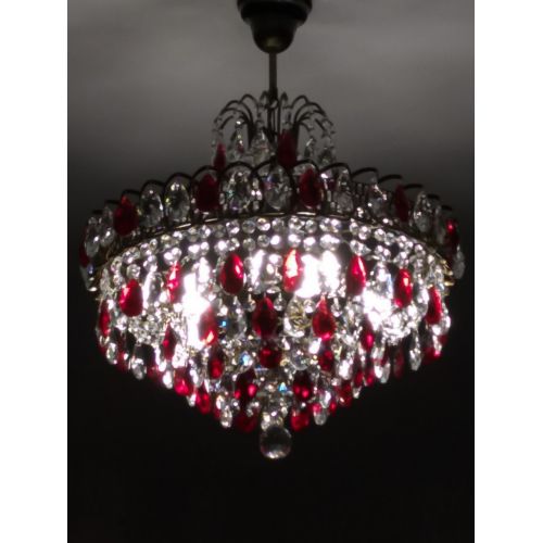 Люстра Грация №5 с подвесом под бронзу Красная в Магнитогорске Гусь Хрустальный